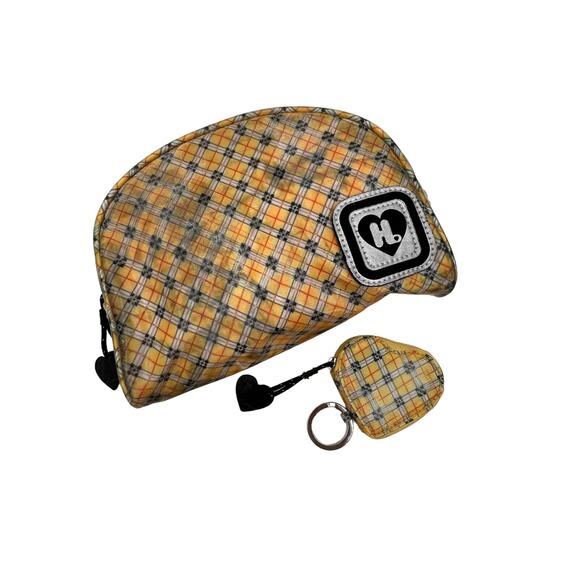 Harajuku Lovers Handbags - Harajuku Lovers Holographic Plaid Cosmetic Bag Set Key Chain Yellow